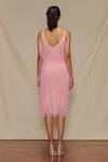 Shop_SHRIYA SOM_Pink Tulle Embellished Tassel Scoop Neck Fringe Dress  _at_Aza_Fashions