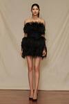 Buy_Shriya Som_Black Tulle Feathers Ostrich Dress_at_Aza_Fashions
