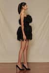Shriya Som_Black Tulle Feathers Ostrich Dress_Online_at_Aza_Fashions