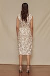 Shop_SHRIYA SOM_Beige Tulle Embroidered Floral Motifs Lapel Vest Dress  _at_Aza_Fashions