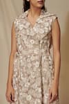 Buy_SHRIYA SOM_Beige Tulle Embroidered Floral Motifs Lapel Vest Dress  _Online_at_Aza_Fashions