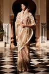 Buy_Atelier Shikaarbagh_Silver Saree - Tissue Embroidery Floral  _at_Aza_Fashions