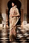 Shop_Atelier Shikaarbagh_Silver Saree - Tissue Embroidery Floral  _at_Aza_Fashions