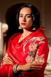 Atelier Shikaarbagh_Red Saree - French Silk Organza Embroidery Shell Sequin Floral _Online_at_Aza_Fashions