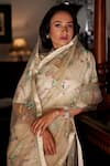 Shop_Atelier Shikaarbagh_White Saree - French Silk Organza Embroidery Swarovski  _at_Aza_Fashions