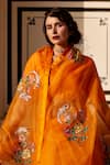 Atelier Shikaarbagh_Orange Saree - French Silk Organza Embroidery Shell Sequin  _Online_at_Aza_Fashions