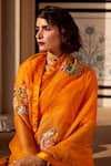 Buy_Atelier Shikaarbagh_Orange Saree - French Silk Organza Embroidery Shell Sequin  _Online_at_Aza_Fashions