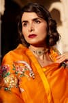 Atelier Shikaarbagh_Orange Saree - French Silk Organza Embroidery Shell Sequin  _at_Aza_Fashions