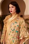 Atelier Shikaarbagh_Gold Blouse - Plain Satin, Saree - Tissue Floral, Bees, Shell Sequin Embroidered_Online_at_Aza_Fashions