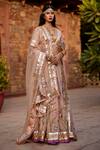 Shop_Atelier Shikaarbagh_Pink Brocade Embroidery Bird V Neck Floral Bridal Lehenga Set  _at_Aza_Fashions