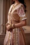 Shop_Atelier Shikaarbagh_Pink Brocade Embroidery Bird V Neck Floral Bridal Lehenga Set  _Online_at_Aza_Fashions
