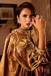 Buy_Atelier Shikaarbagh_Gold Tissue Floral, Sequin Band Collar Sleeve Embroidered Jacket _Online_at_Aza_Fashions