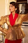Shop Atelier Shikaarbagh Gold Tissue Plain Open Draped Sleeve Jacket Online at Aza Fashions Shop_Atelier Shikaarbagh_Gold Tissue Plain Open Draped Sleeve Jacket _Online_at_Aza_Fashions