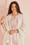 Roze_Pink 100% Cotton Printed Paisley Notched Gul Kurta Set _Online_at_Aza_Fashions