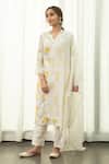Buy_Roze_White Cotton Yasmin Floral Print Kurta Set_at_Aza_Fashions