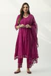 Buy_Roze_Pink 100% Cotton Round Mahjabeen Anarkali Set _at_Aza_Fashions