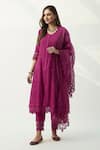 Buy_Roze_Pink 100% Cotton Round Mahjabeen Anarkali Set _Online_at_Aza_Fashions