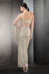 Shop_Rohit Gandhi + Rahul Khanna_Beige Tulle Embroidered Sequin One Shoulder Saree Gown _at_Aza_Fashions