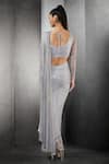 Shop_Rohit Gandhi + Rahul Khanna_Silver Poly Georgette Embellished Fringed Pre-draped Saree _at_Aza_Fashions