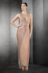 Buy_Rohit Gandhi + Rahul Khanna_Pink Shimmer Chiffon Embellished Round Saree Gown _at_Aza_Fashions