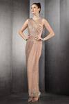 Rohit Gandhi + Rahul Khanna_Pink Shimmer Chiffon Embellished Round Saree Gown _Online_at_Aza_Fashions