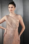 Buy_Rohit Gandhi + Rahul Khanna_Pink Shimmer Chiffon Embellished Round Saree Gown _Online_at_Aza_Fashions