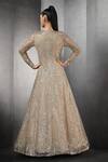 Shop_Rohit Gandhi + Rahul Khanna_Beige Tulle, Lining Tulle, Vis Crepe And Hard Net Floral Crystal Bloom Gown _at_Aza_Fashions