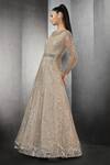 Shop_Rohit Gandhi + Rahul Khanna_Beige Tulle, Lining Tulle, Vis Crepe And Hard Net Floral Crystal Bloom Gown _Online_at_Aza_Fashions