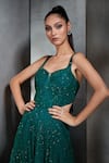 Shop_Rohit Gandhi + Rahul Khanna_Green Tulle Embellished Sequin And Crystals Scoop Neck Ombre Gown _Online_at_Aza_Fashions