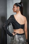 Buy_Rohit Gandhi + Rahul Khanna_Black Tulle And Georgette Embellished Crystals One Ombre Lehenga & Blouse Set 