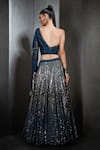 Shop_Rohit Gandhi + Rahul Khanna_Silver Tulle And Georgette Embellished Crystals One Ombre Lehenga & Blouse Set _at_Aza_Fashions