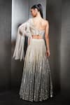 Shop_Rohit Gandhi + Rahul Khanna_Silver Tulle And Georgette Embellished Crystals One Ombre Lehenga & Blouse Set _at_Aza_Fashions