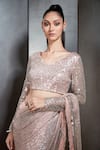 Buy_Rohit Gandhi + Rahul Khanna_Pink Poly Georgette Fringed Pre-draped Saree _Online_at_Aza_Fashions