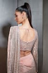 Shop_Rohit Gandhi + Rahul Khanna_Pink Poly Georgette Fringed Pre-draped Saree _Online_at_Aza_Fashions