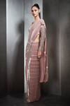 Buy_Rohit Gandhi + Rahul Khanna_Pink Tulle Embroidered Striped Pattern Pre-draped Saree _Online_at_Aza_Fashions
