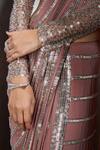 Shop_Rohit Gandhi + Rahul Khanna_Pink Tulle Embroidered Striped Pattern Pre-draped Saree _Online_at_Aza_Fashions