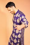 PS Men by Payal Singhal_Purple Georgette Embroidery Thread Kurta And Jogger Set _Online_at_Aza_Fashions