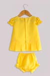 Shop_Minikin_Yellow Muslin Embroidered Thread Work Moti Top And Bloomers Set _at_Aza_Fashions