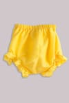 Minikin_Yellow Muslin Embroidered Thread Work Moti Top And Bloomers Set _Online_at_Aza_Fashions