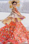Buy_Etasha by Asha Jain_Orange Tulle Print And Embellishment Metallic Jacket Lehenga Set _Online_at_Aza_Fashions