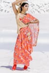 Buy_Etasha by Asha Jain_Gold Organza And Gota Tissue Print Pre-draped Skirt Saree With Bralette _at_Aza_Fashions