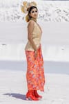 Shop_Etasha by Asha Jain_Gold Organza And Gota Tissue Print Pre-draped Skirt Saree With Bralette _at_Aza_Fashions