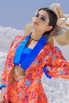 Buy_Etasha by Asha Jain_Orange Satin Organza Geometric Lapel Cape And Pant Set  _Online_at_Aza_Fashions