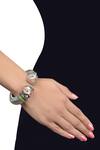 Shop_Tribe Amrapali_Silver Plated Enamel Chandrika Makra Bracelet _at_Aza_Fashions