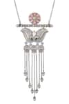 Tribe Amrapali Silver Plated Enamel Floral Tassel Long Necklace Online at Aza Fashions Tribe Amrapali_Silver Plated Enamel Floral Tassel Long Necklace _Online_at_Aza_Fashions