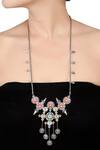 Shop_Tribe Amrapali_Silver Plated Enamel Multi Coin Necklace _at_Aza_Fashions