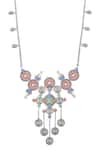 Tribe Amrapali_Silver Plated Enamel Multi Coin Necklace _Online_at_Aza_Fashions