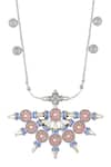 Tribe Amrapali_Silver Plated Enamel Coin Flower Necklace _Online_at_Aza_Fashions
