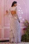 Shop_Baise Gaba_Pink Saree - Chiffon And Modal Cotton Printed Floral Shell Pre-draped _at_Aza_Fashions