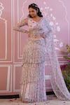 Shop_Baise Gaba_Pink Saree - Chiffon And Modal Cotton Printed Floral Shell Pre-draped _Online_at_Aza_Fashions